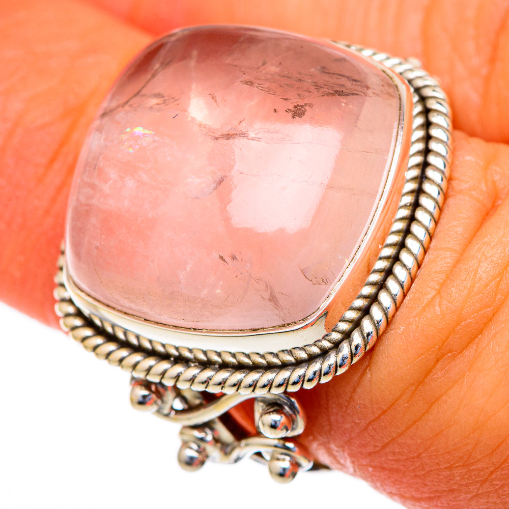 Rose Quartz Rings handcrafted by Anasilvercos - RING103493