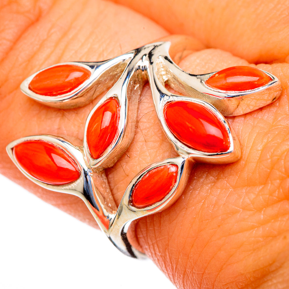 Mediterranean Red Coral Rings handcrafted by Anasilvercos - RING103495