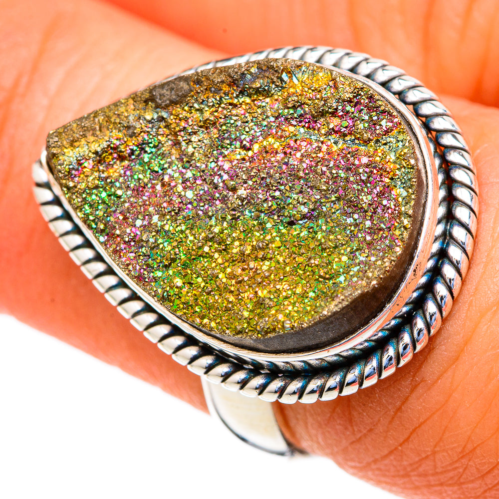 Spectro Pyrite Druzy Rings handcrafted by Anasilvercos - RING103499