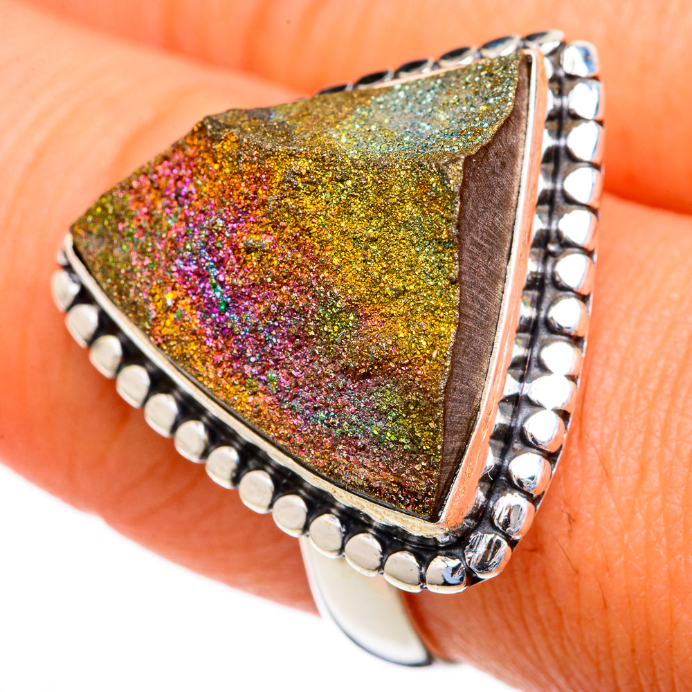 Spectro Pyrite Druzy Rings handcrafted by Anasilvercos - RING103500