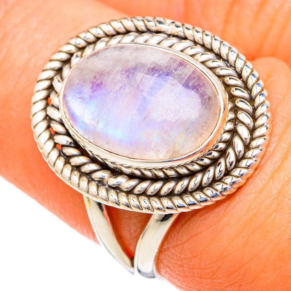 Rainbow Moonstone Rings handcrafted by Anasilvercos - RING103503