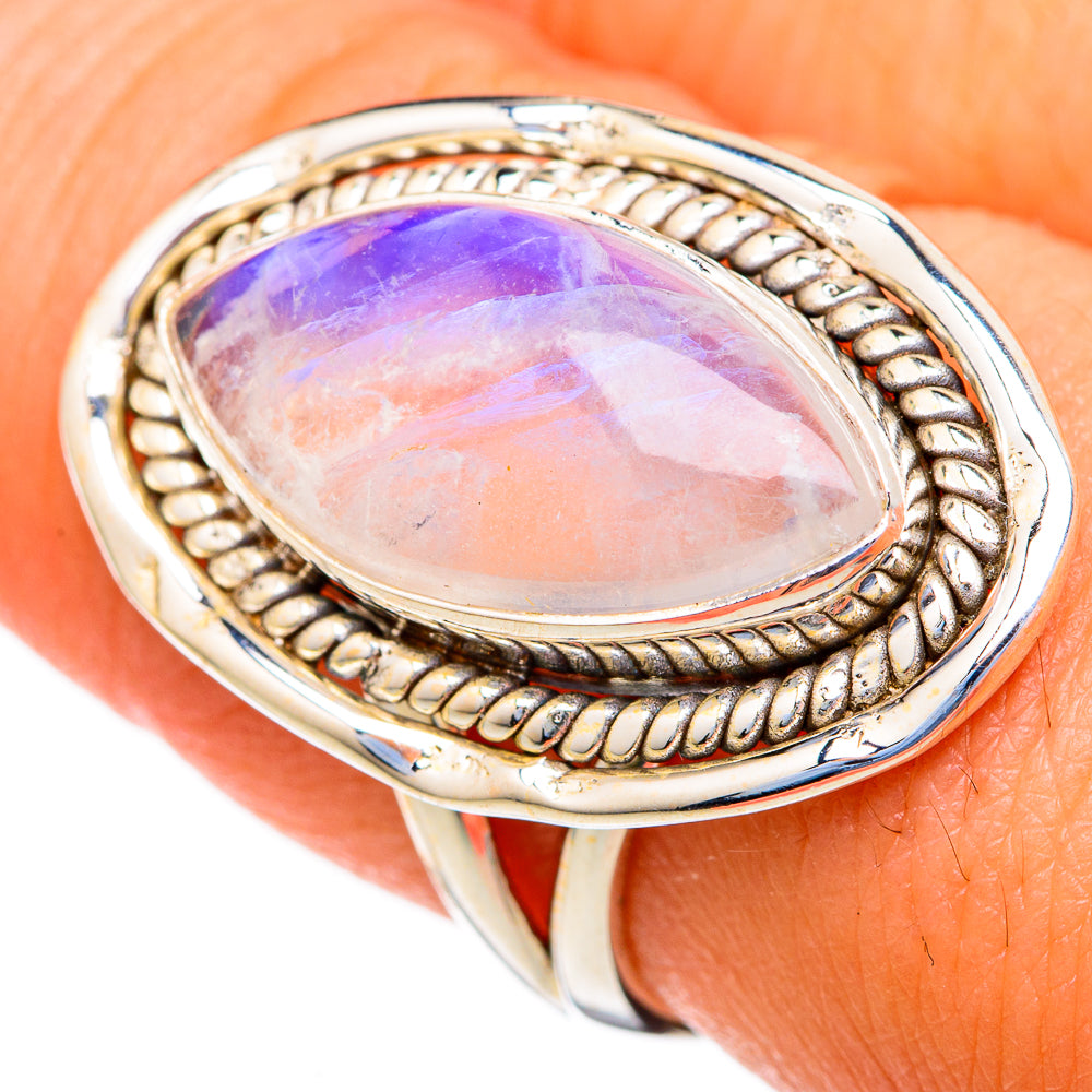 Rainbow Moonstone Rings handcrafted by Anasilvercos - RING103504