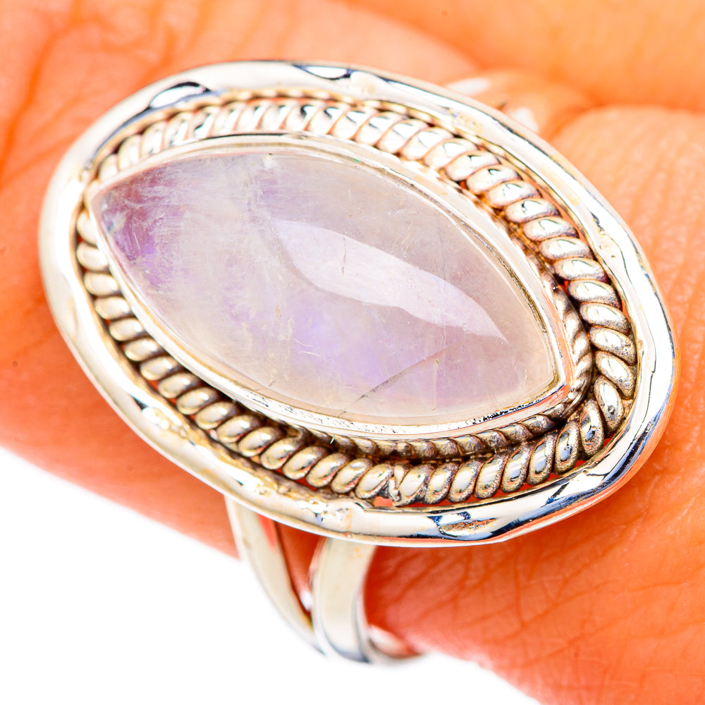 Rainbow Moonstone Rings handcrafted by Anasilvercos - RING103588