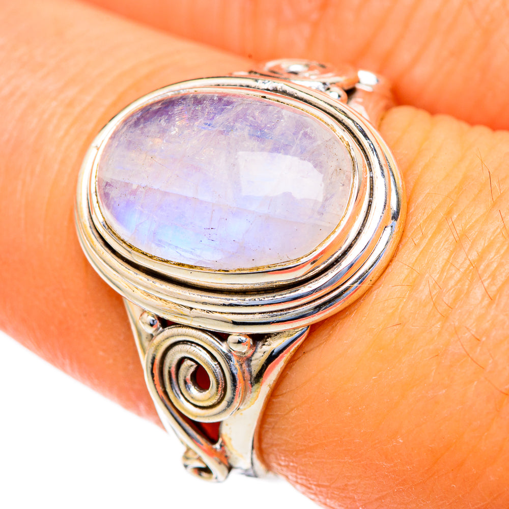Rainbow Moonstone Rings handcrafted by Anasilvercos - RING103589