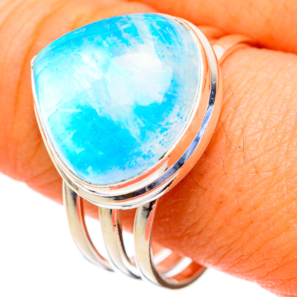 Rainbow Moonstone Rings handcrafted by Anasilvercos - RING103599
