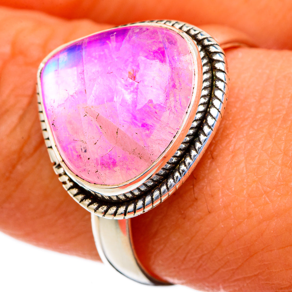 Pink Moonstone Rings handcrafted by Anasilvercos - RING103609