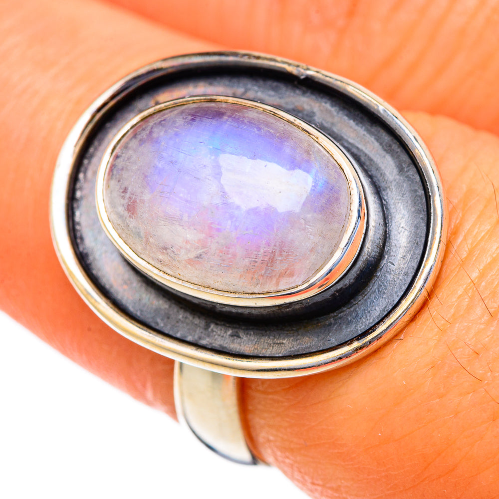Rainbow Moonstone Rings handcrafted by Anasilvercos - RING103619
