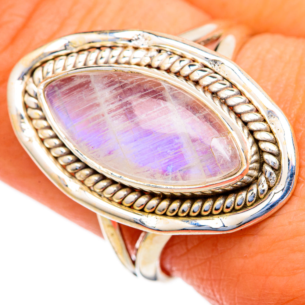 Rainbow Moonstone Rings handcrafted by Anasilvercos - RING103621