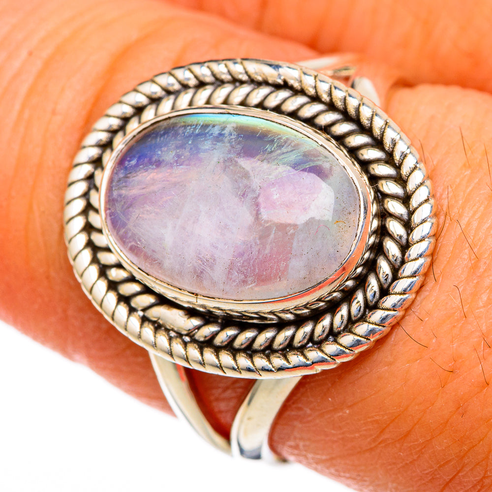 Rainbow Moonstone Rings handcrafted by Anasilvercos - RING103622