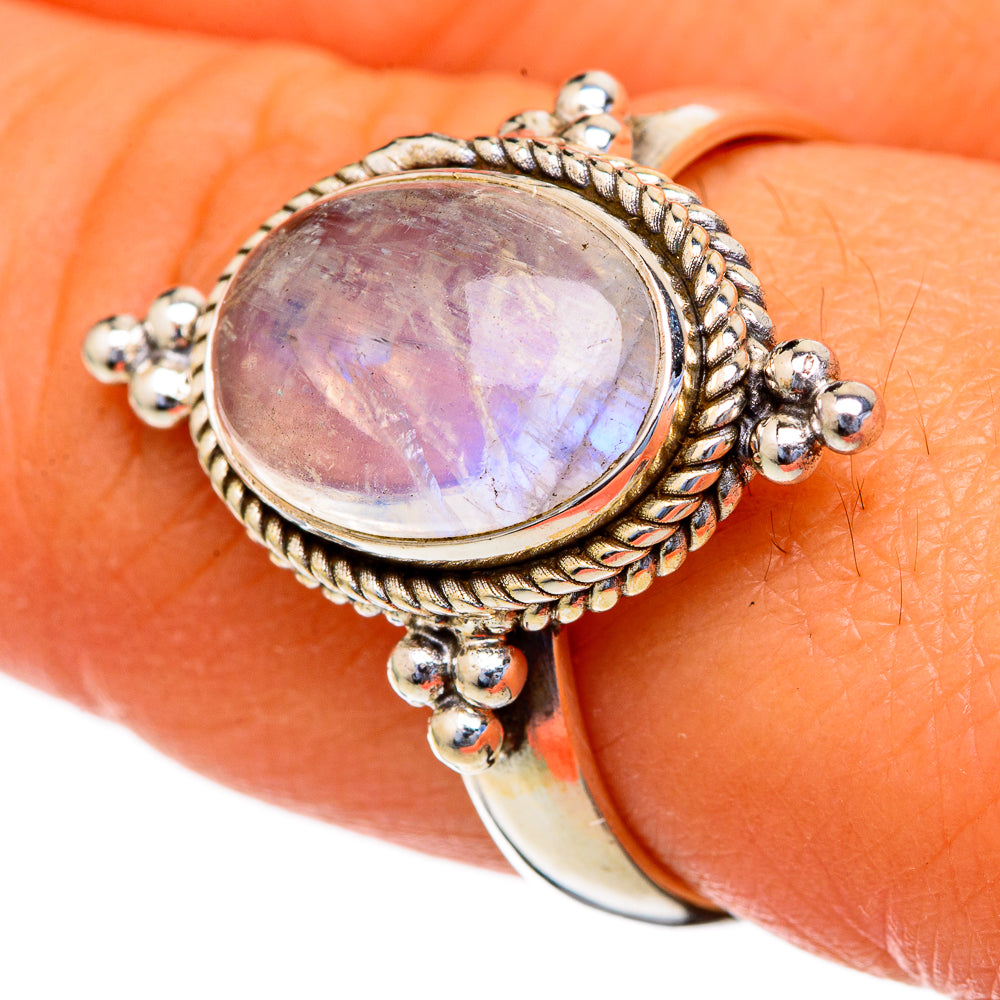 Rainbow Moonstone Rings handcrafted by Anasilvercos - RING103623