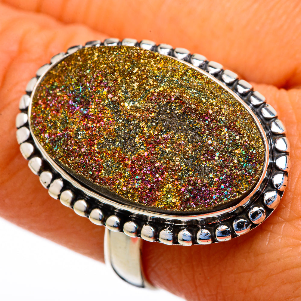 Spectro Pyrite Druzy Rings handcrafted by Anasilvercos - RING103679