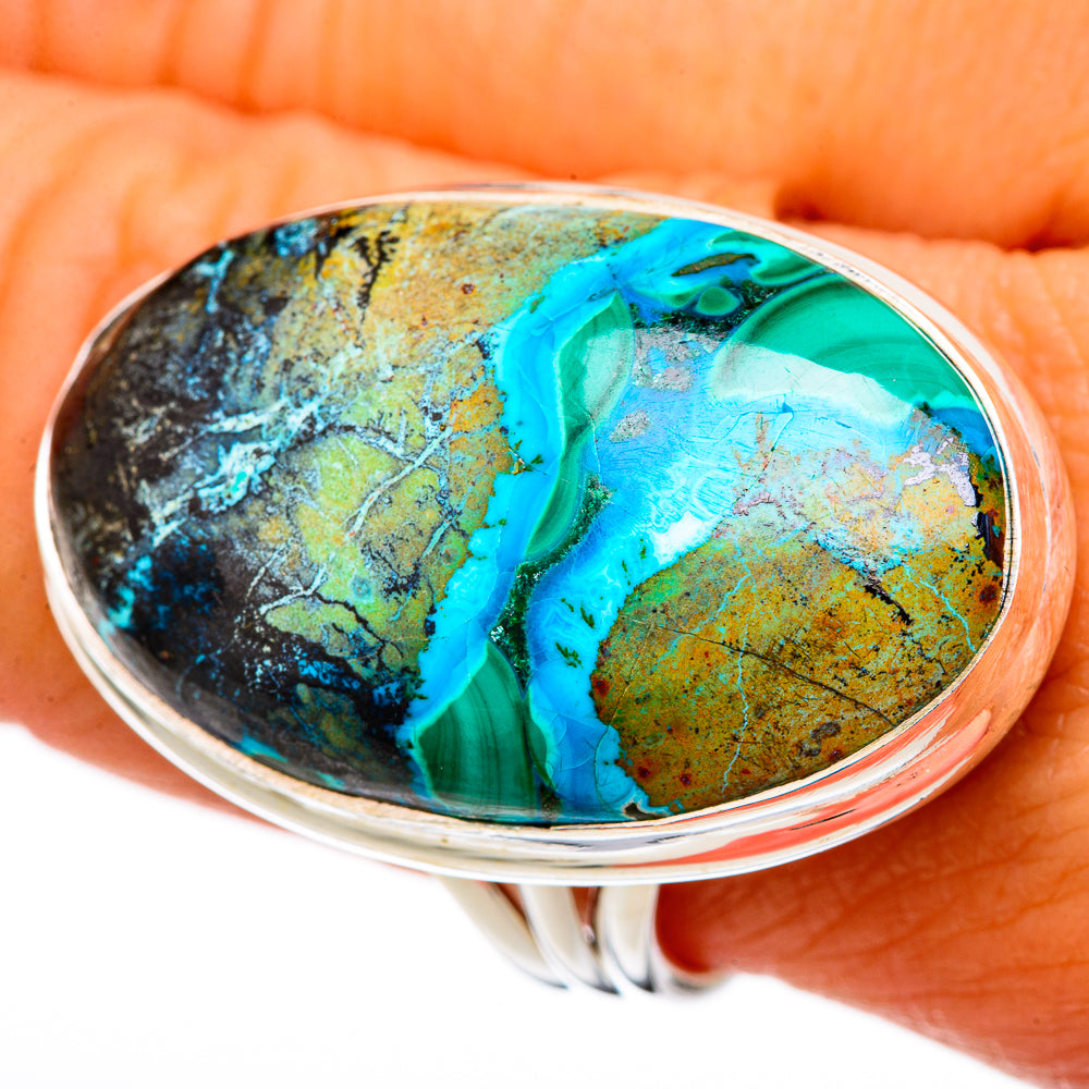 Chrysocolla In Malachite Rings handcrafted by Anasilvercos - RING103687
