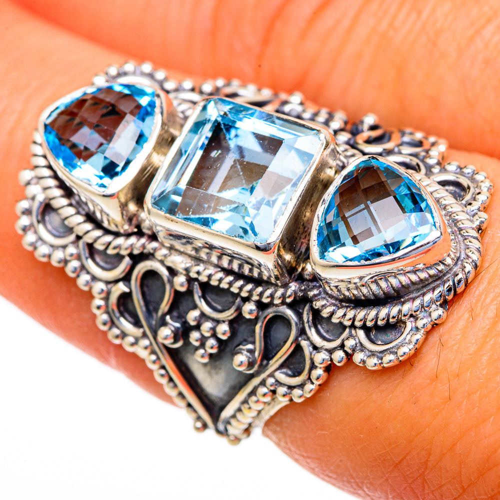 Blue Topaz Rings handcrafted by Anasilvercos - RING103702
