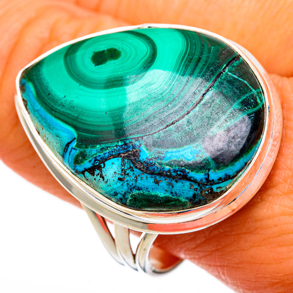 Malachite In Chrysocolla Rings handcrafted by Anasilvercos - RING103706