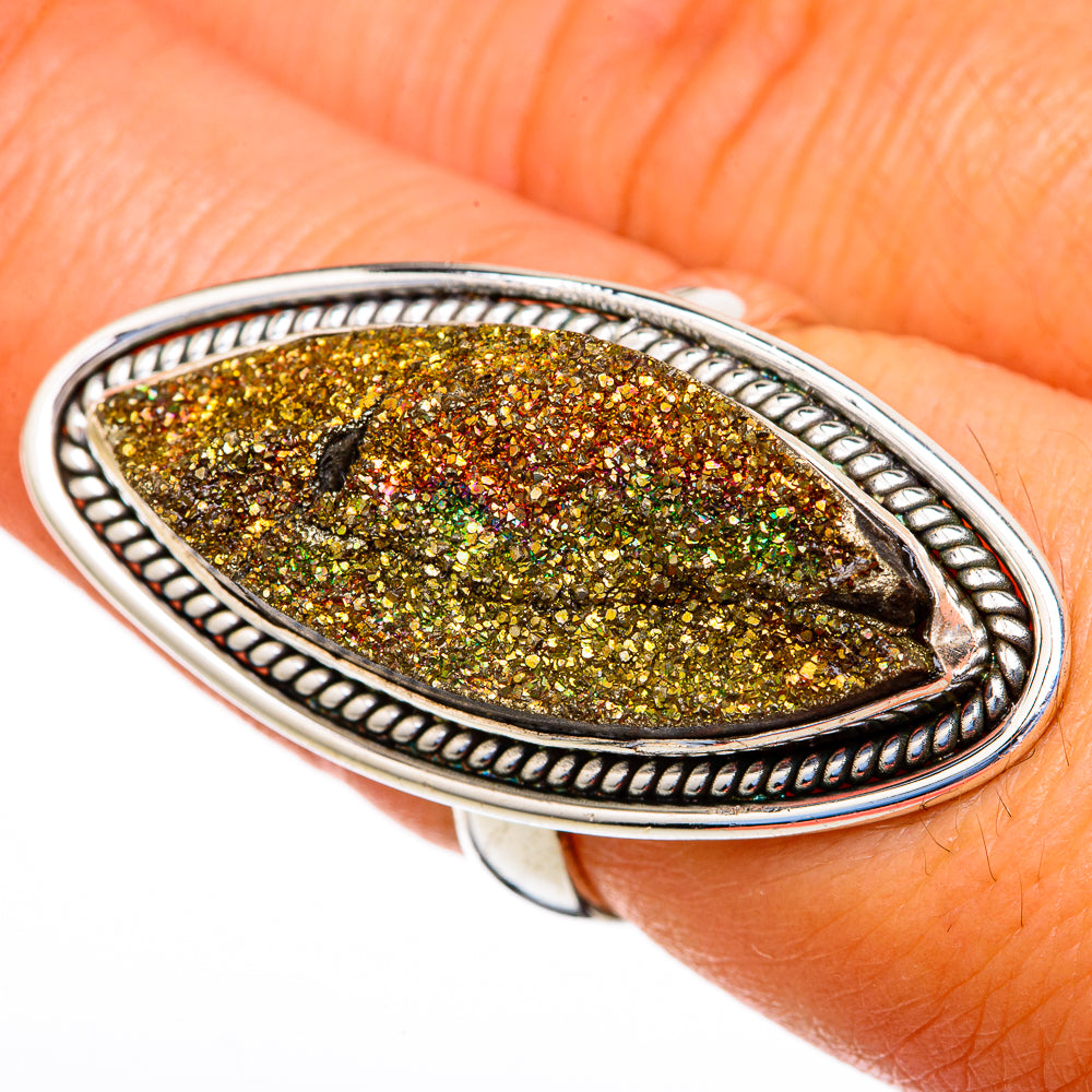 Spectro Pyrite Druzy Rings handcrafted by Anasilvercos - RING103738