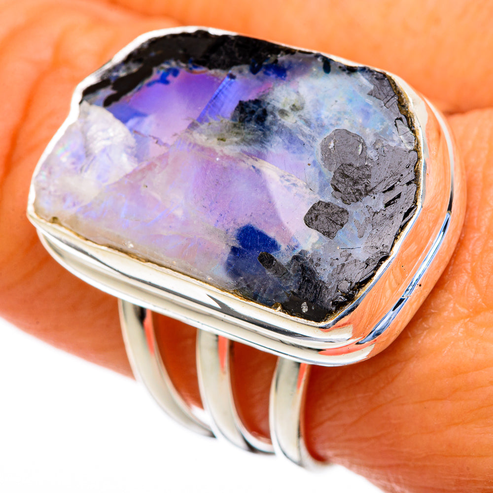 Rainbow Moonstone Rings handcrafted by Anasilvercos - RING103741