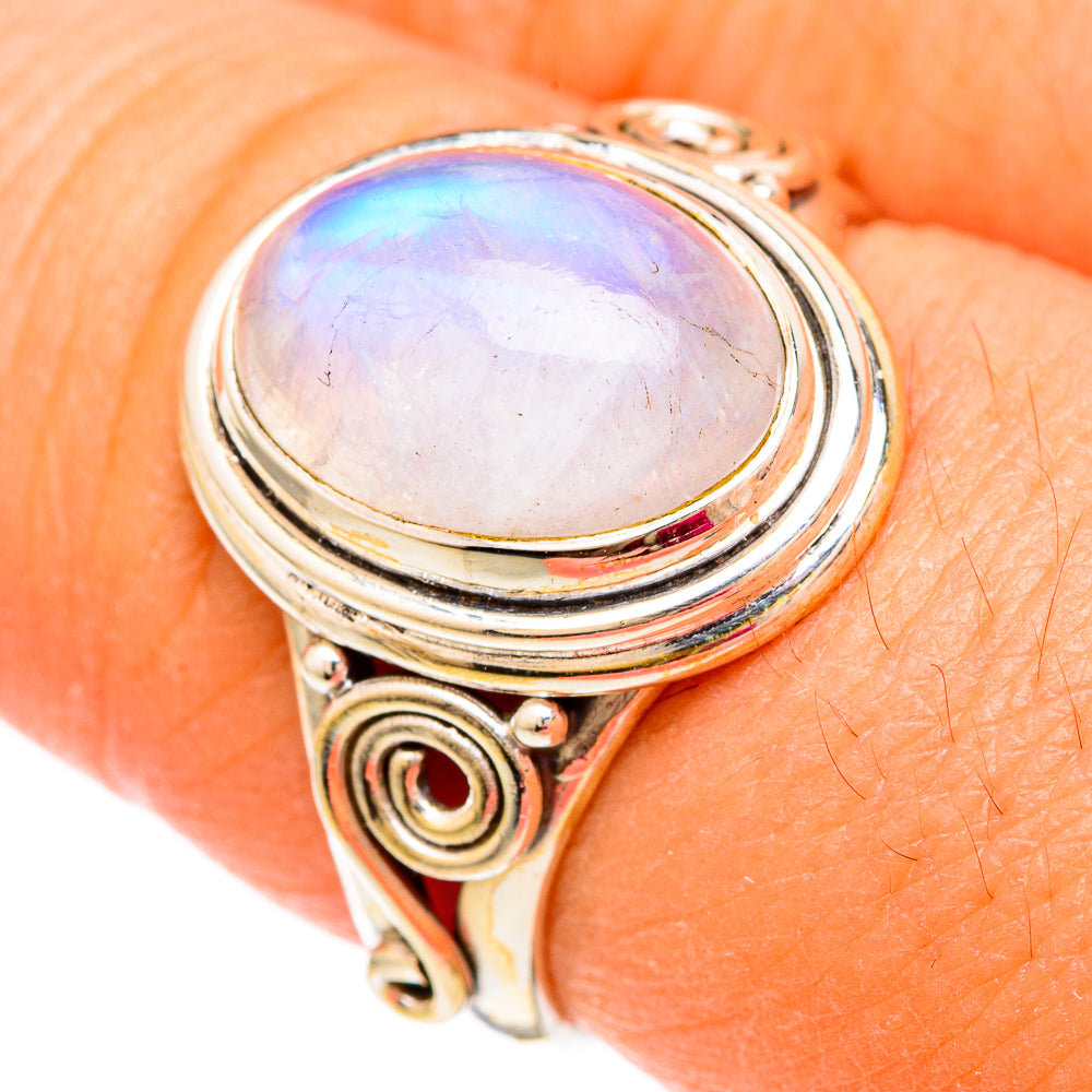Rainbow Moonstone Rings handcrafted by Anasilvercos - RING103792