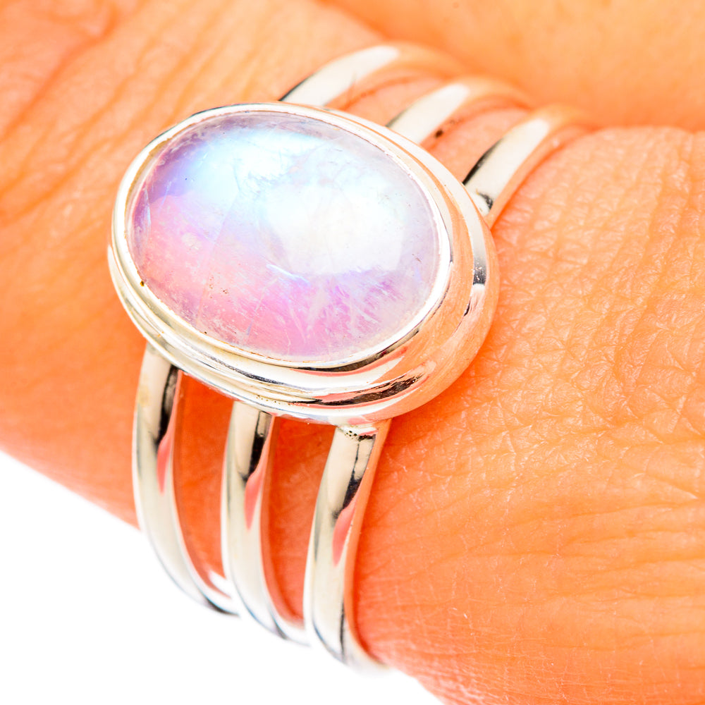 Rainbow Moonstone Rings handcrafted by Anasilvercos - RING103794