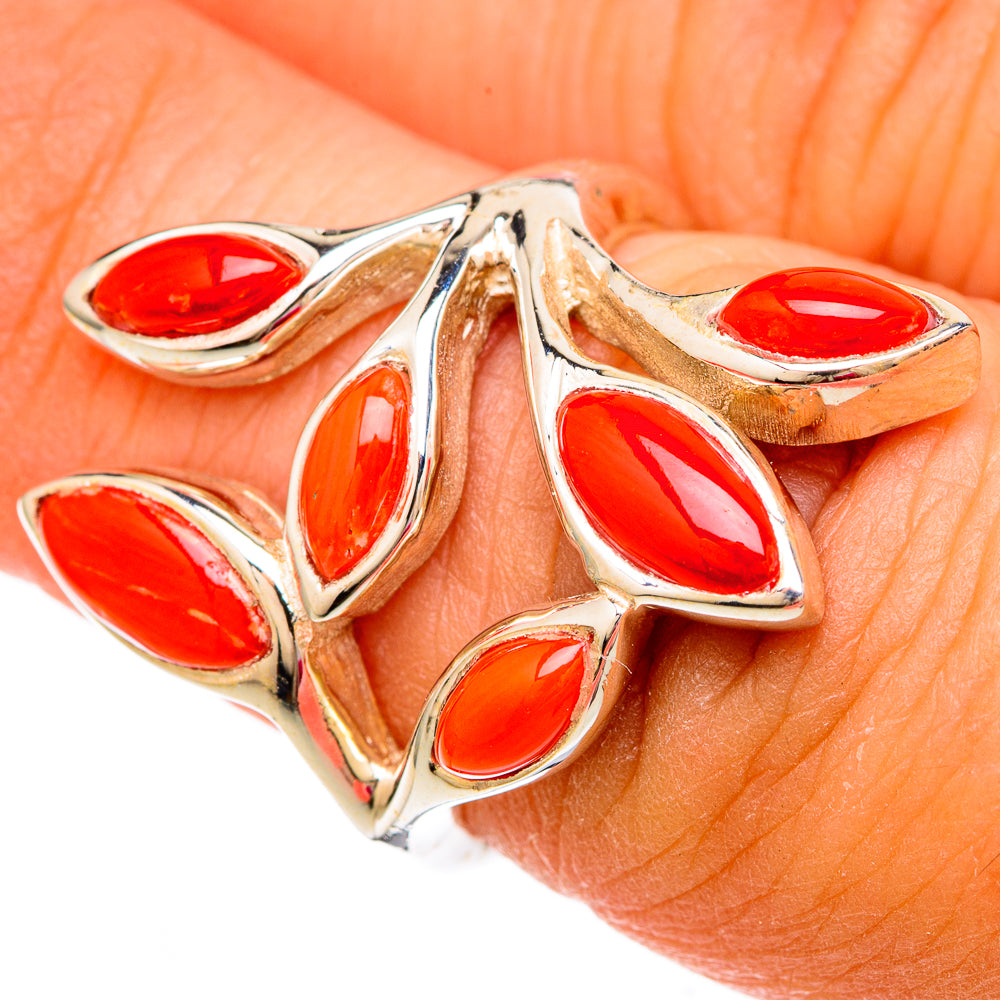Mediterranean Red Coral Coral Rings handcrafted by Anasilvercos - RING103805