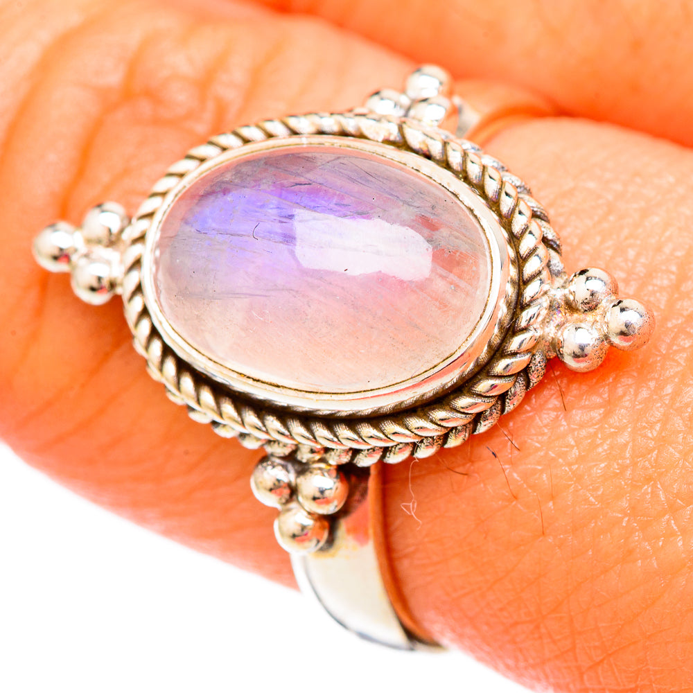 Rainbow Moonstone Rings handcrafted by Anasilvercos - RING103813