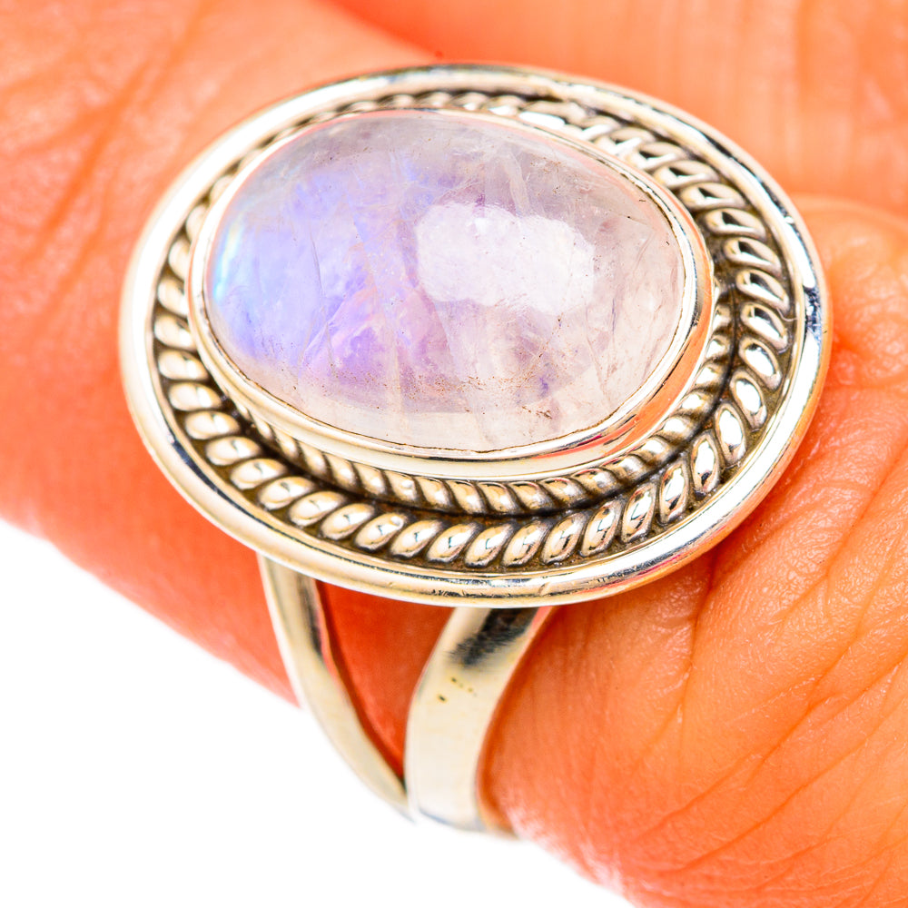 Rainbow Moonstone Rings handcrafted by Anasilvercos - RING103825