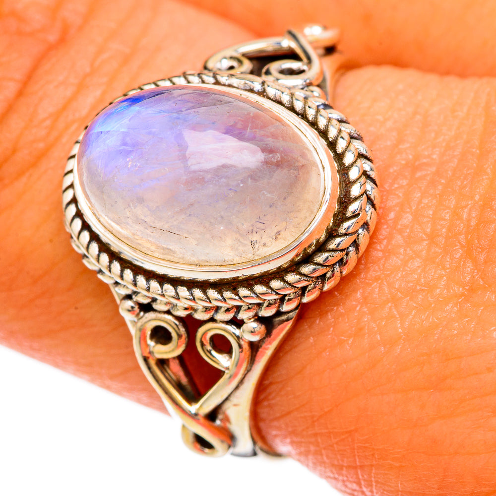 Rainbow Moonstone Rings handcrafted by Anasilvercos - RING103843