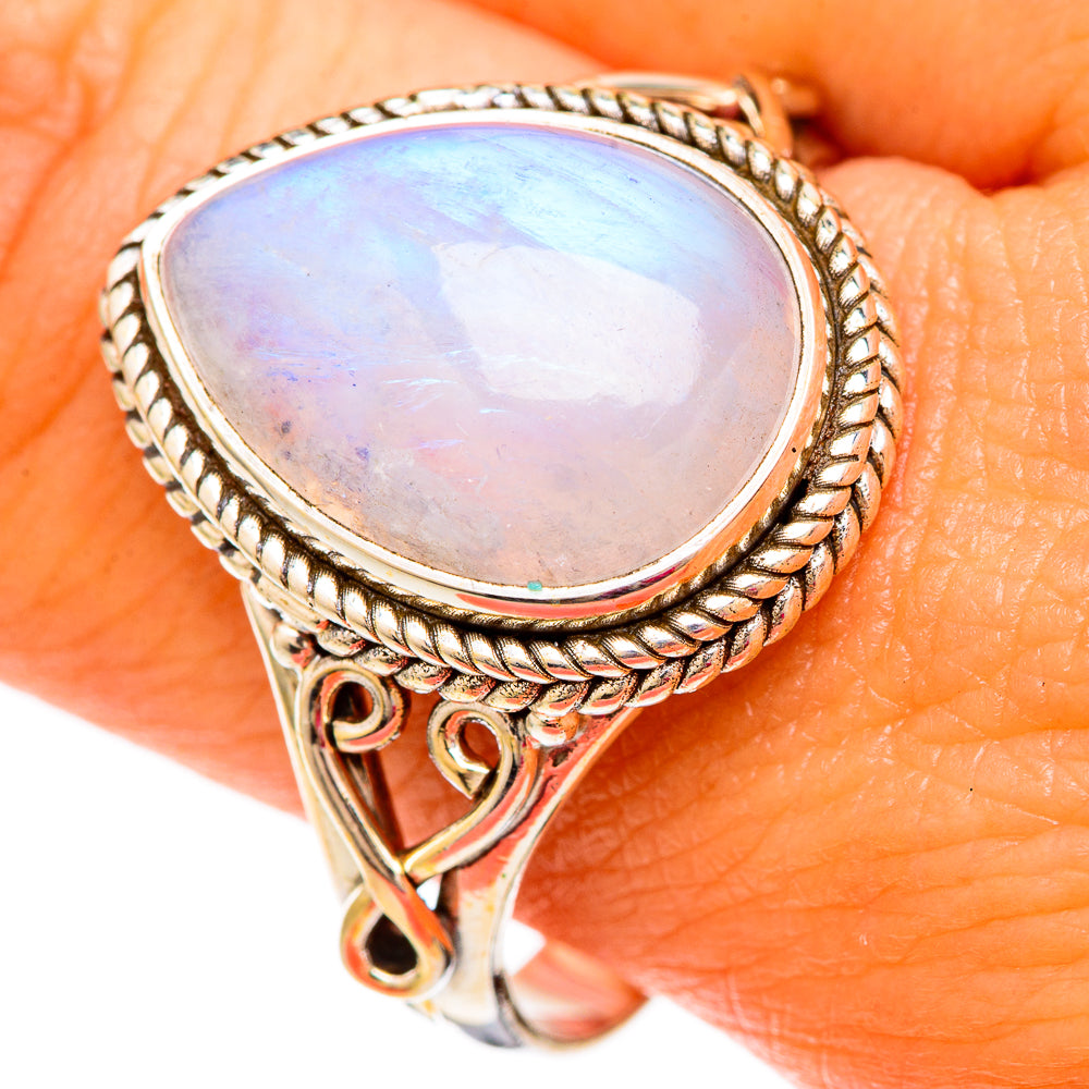 Rainbow Moonstone Rings handcrafted by Anasilvercos - RING103853