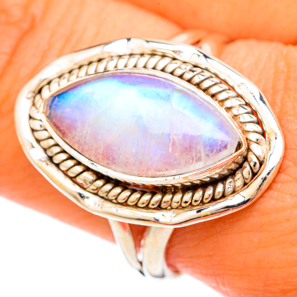 Rainbow Moonstone Rings handcrafted by Anasilvercos - RING103864