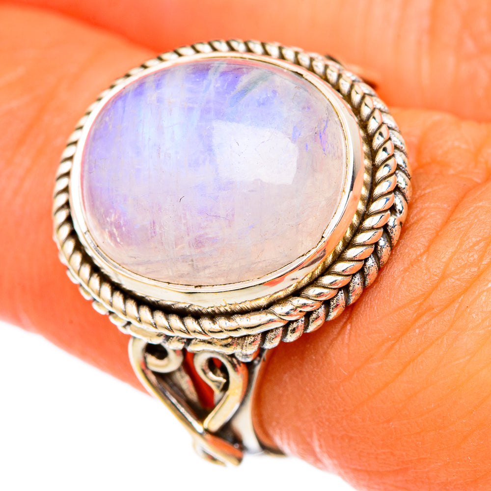 Rainbow Moonstone Rings handcrafted by Anasilvercos - RING103873