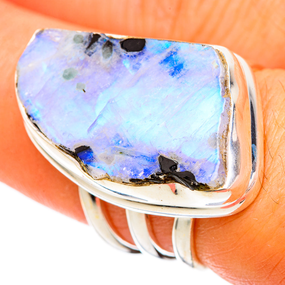 Rainbow Moonstone Rings handcrafted by Anasilvercos - RING103931