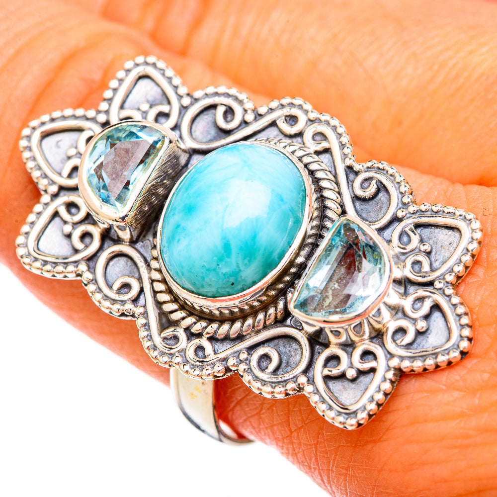 Larimar Rings handcrafted by Anasilvercos - RING104031
