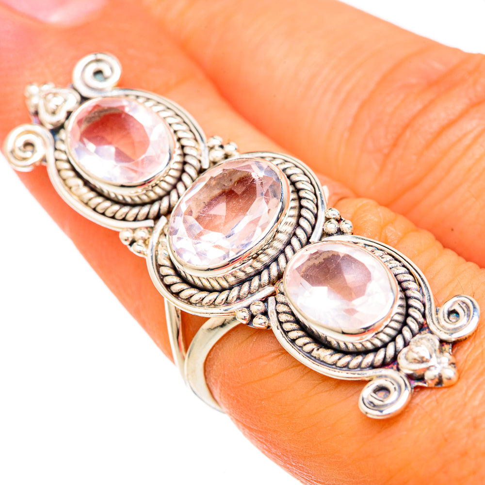 Rose Quartz Rings handcrafted by Anasilvercos - RING104052