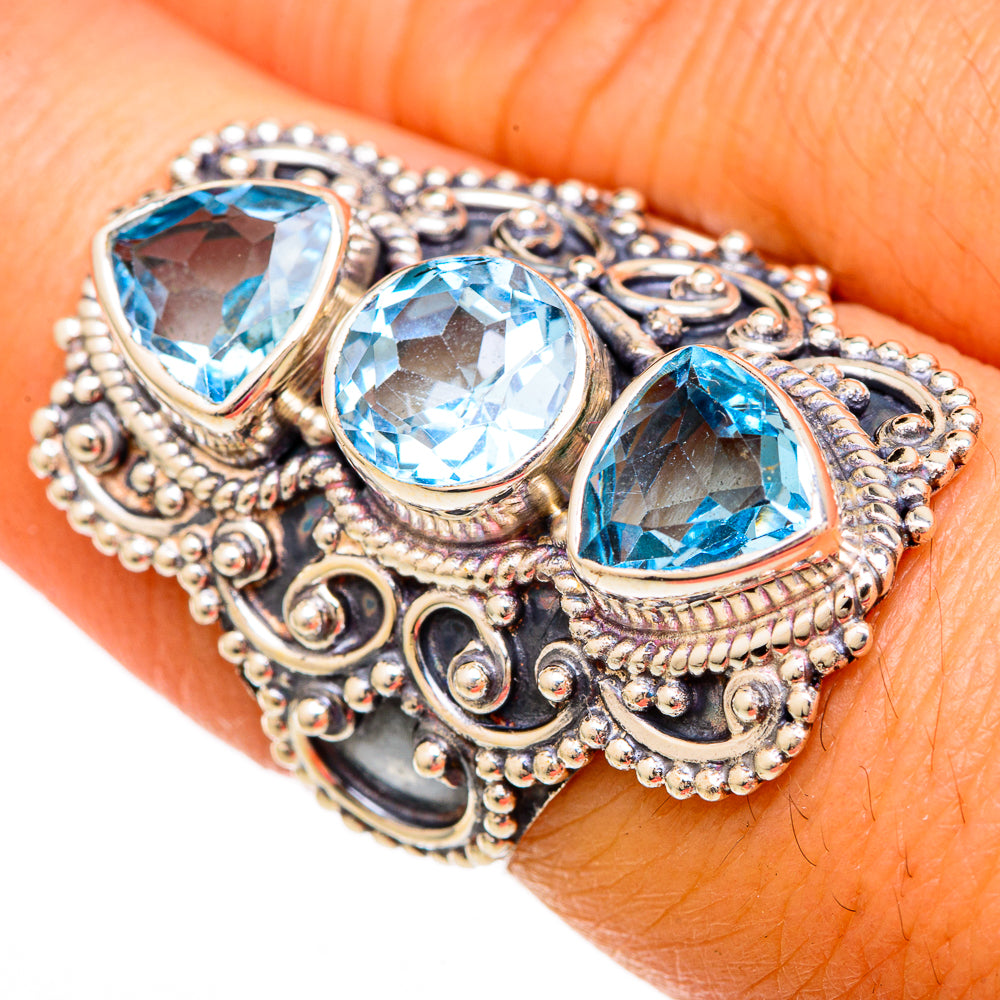 Blue Topaz Rings handcrafted by Anasilvercos - RING104062