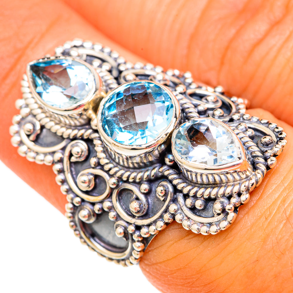 Blue Topaz Rings handcrafted by Anasilvercos - RING104078