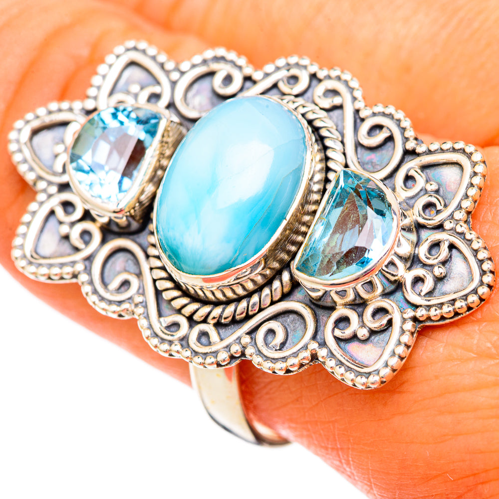 Larimar Rings handcrafted by Anasilvercos - RING104081