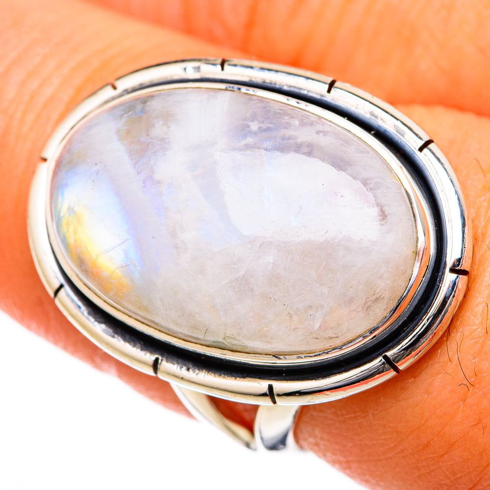 Rainbow Moonstone Rings handcrafted by Anasilvercos - RING104136