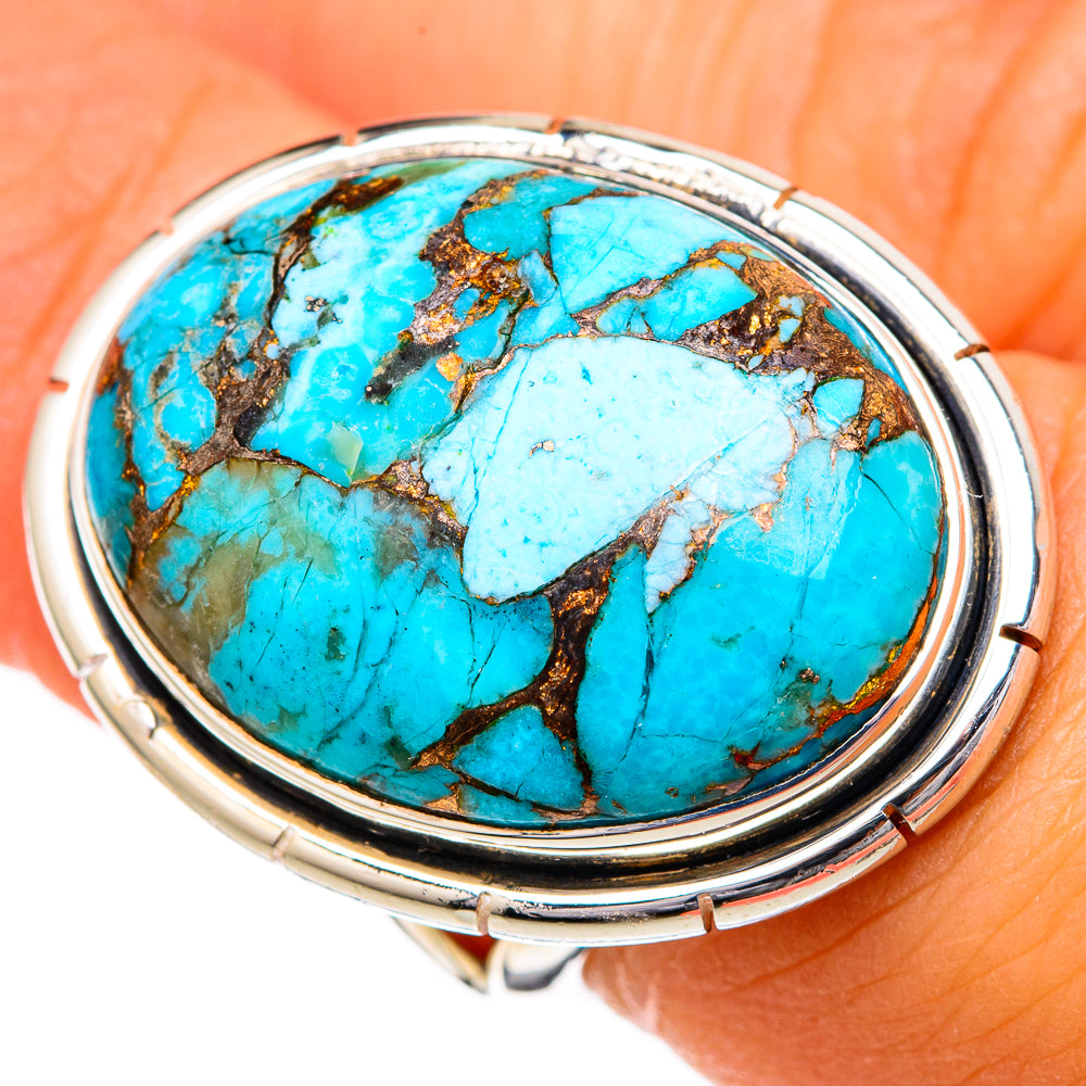 Blue Copper Composite Turquoise Rings handcrafted by Anasilvercos - RING104146