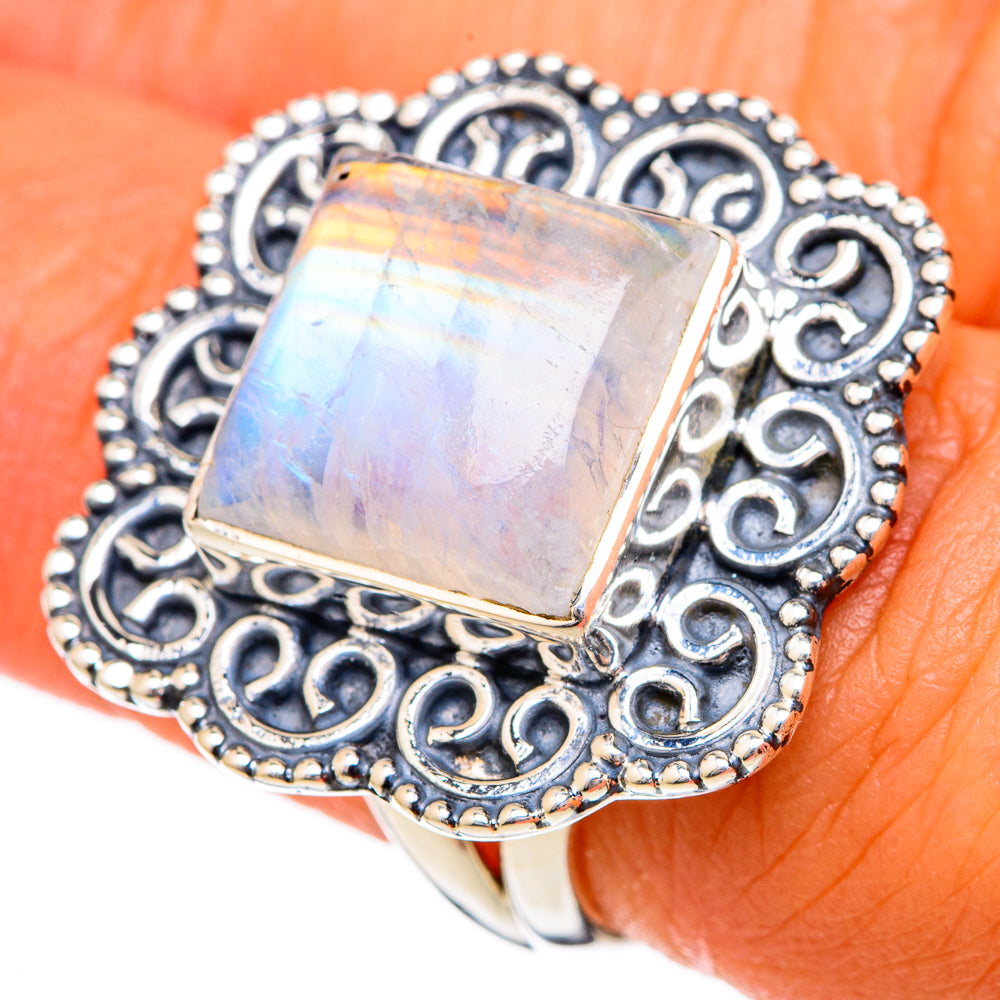 Rainbow Moonstone Rings handcrafted by Anasilvercos - RING104184