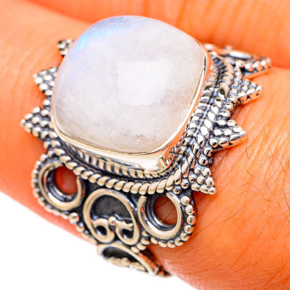 Rainbow Moonstone Rings handcrafted by Anasilvercos - RING104185