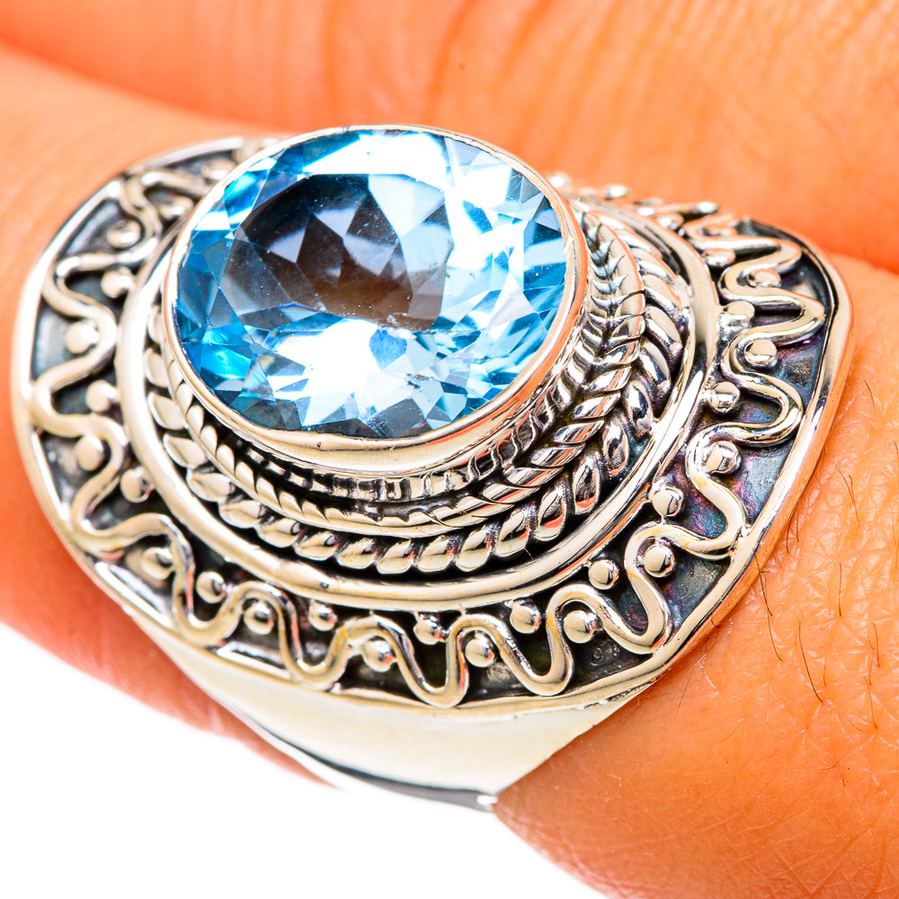 Blue Topaz Rings handcrafted by Anasilvercos - RING104190