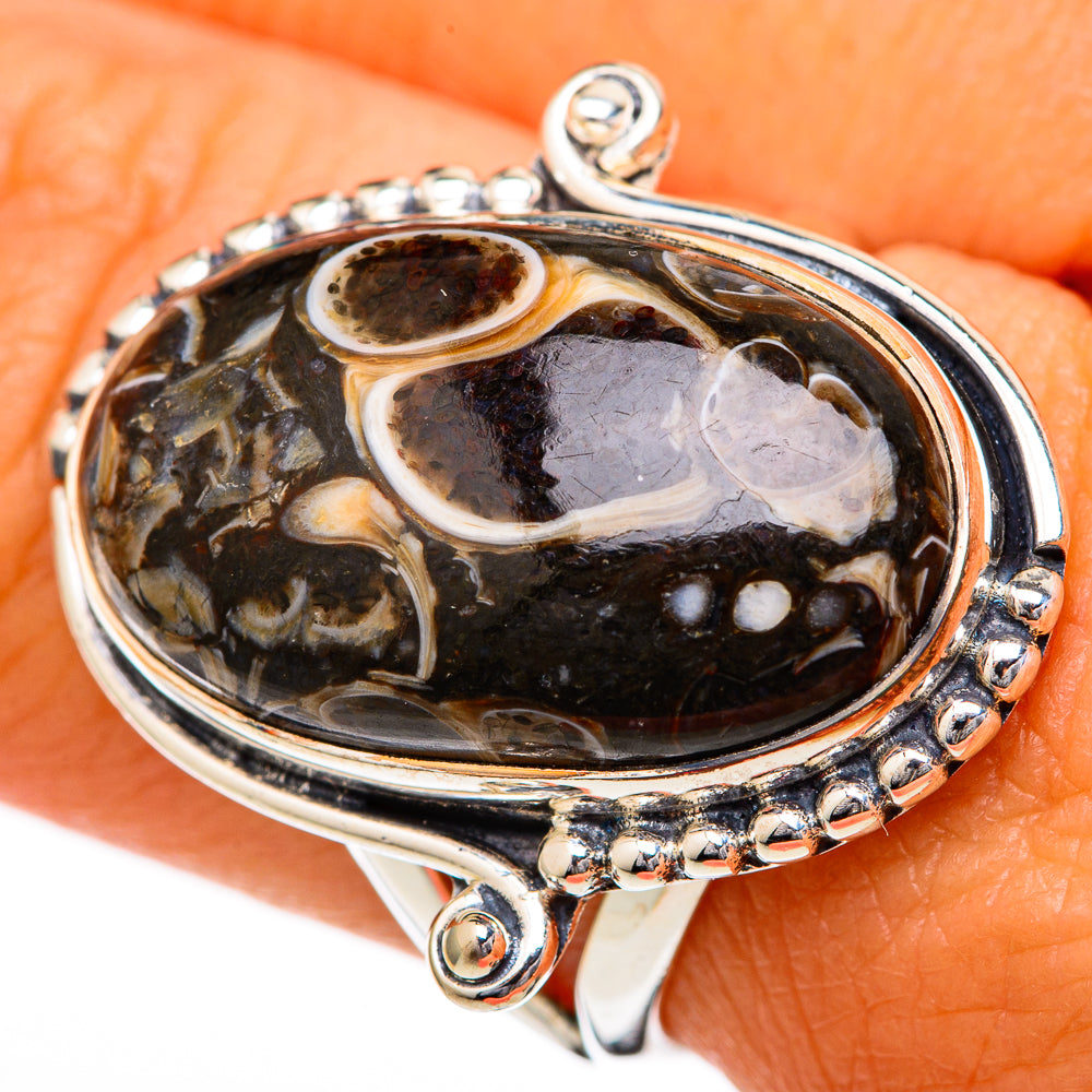 Turritella Agate Rings handcrafted by Anasilvercos - RING104195