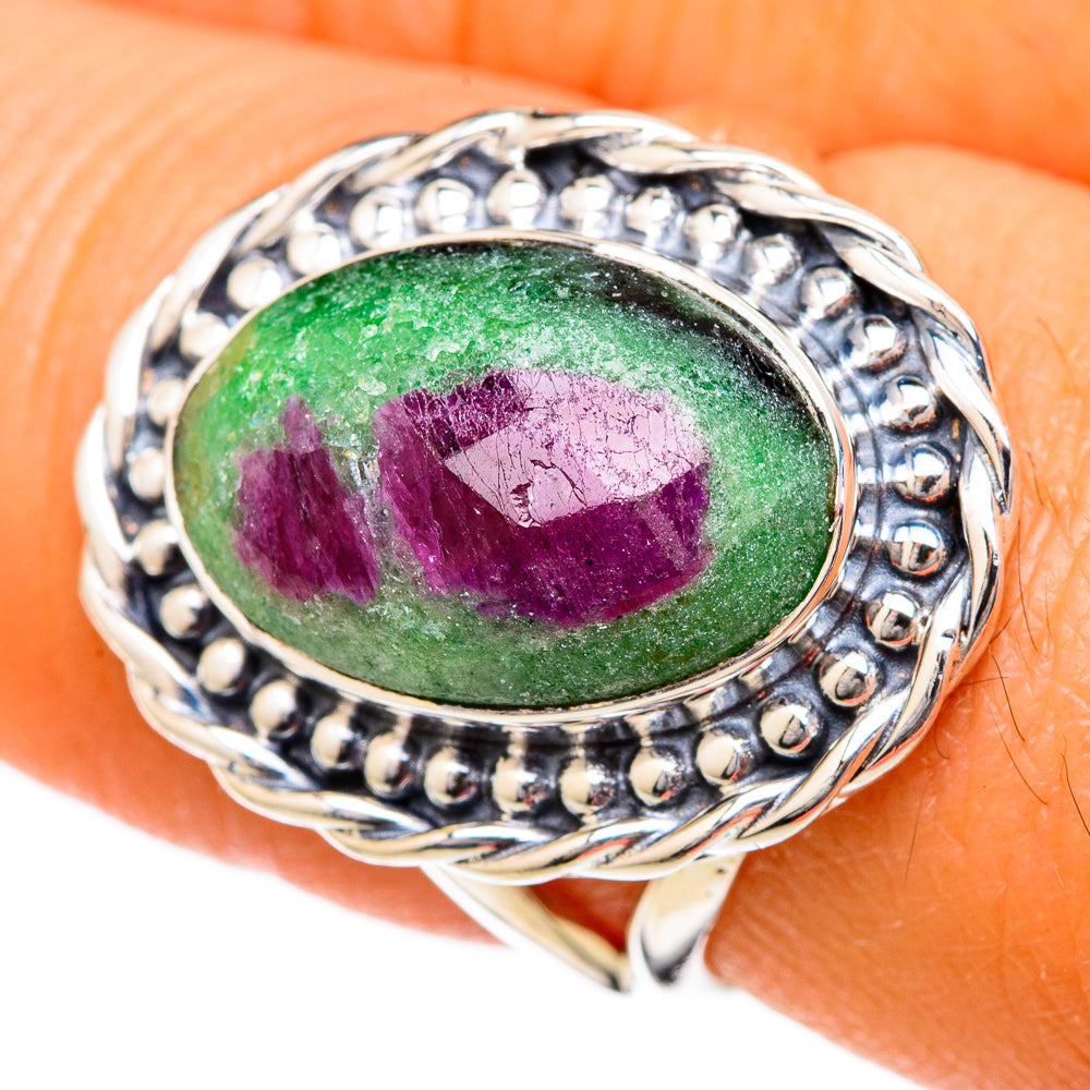 Ruby Zoisite Rings handcrafted by Anasilvercos - RING104212