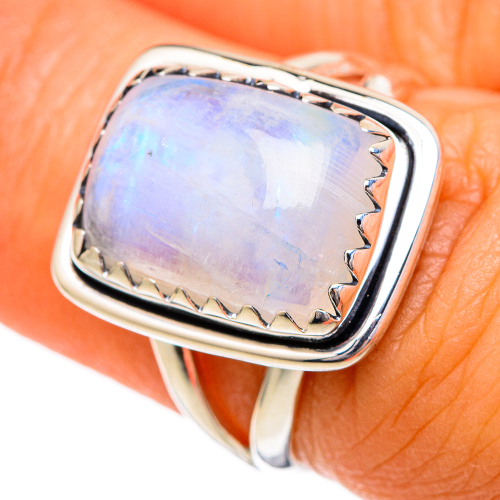 Rainbow Moonstone Rings handcrafted by Anasilvercos - RING104226