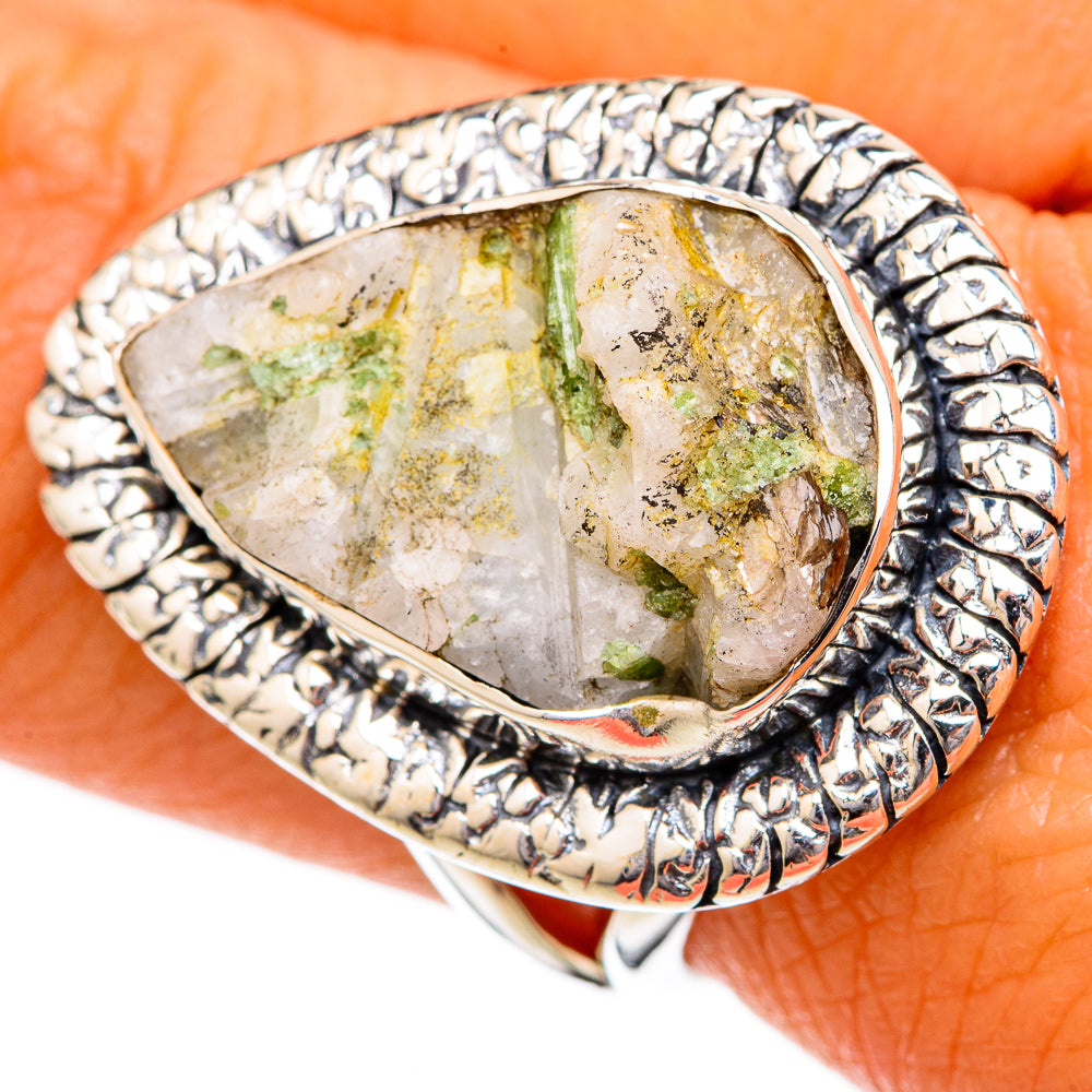 Green Tourmaline In Quartz Rings handcrafted by Anasilvercos - RING104234