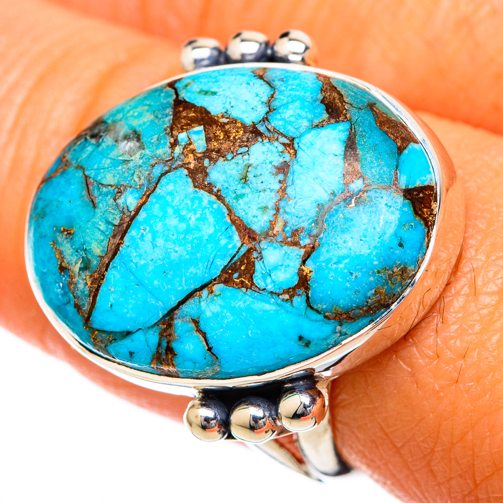 Blue Copper Composite Turquoise Rings handcrafted by Anasilvercos - RING104259