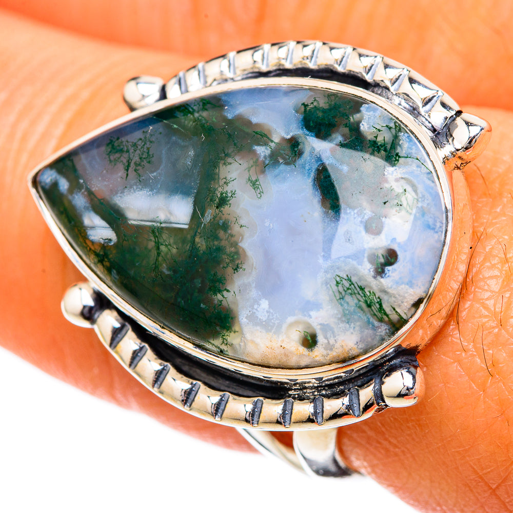 Green Moss Agate Rings handcrafted by Anasilvercos - RING104262
