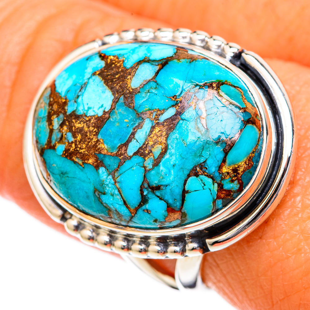 Blue Copper Composite Turquoise Rings handcrafted by Anasilvercos - RING104296