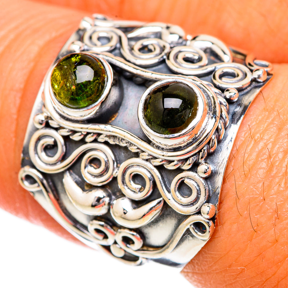 Green Tourmaline Rings handcrafted by Anasilvercos - RING104322
