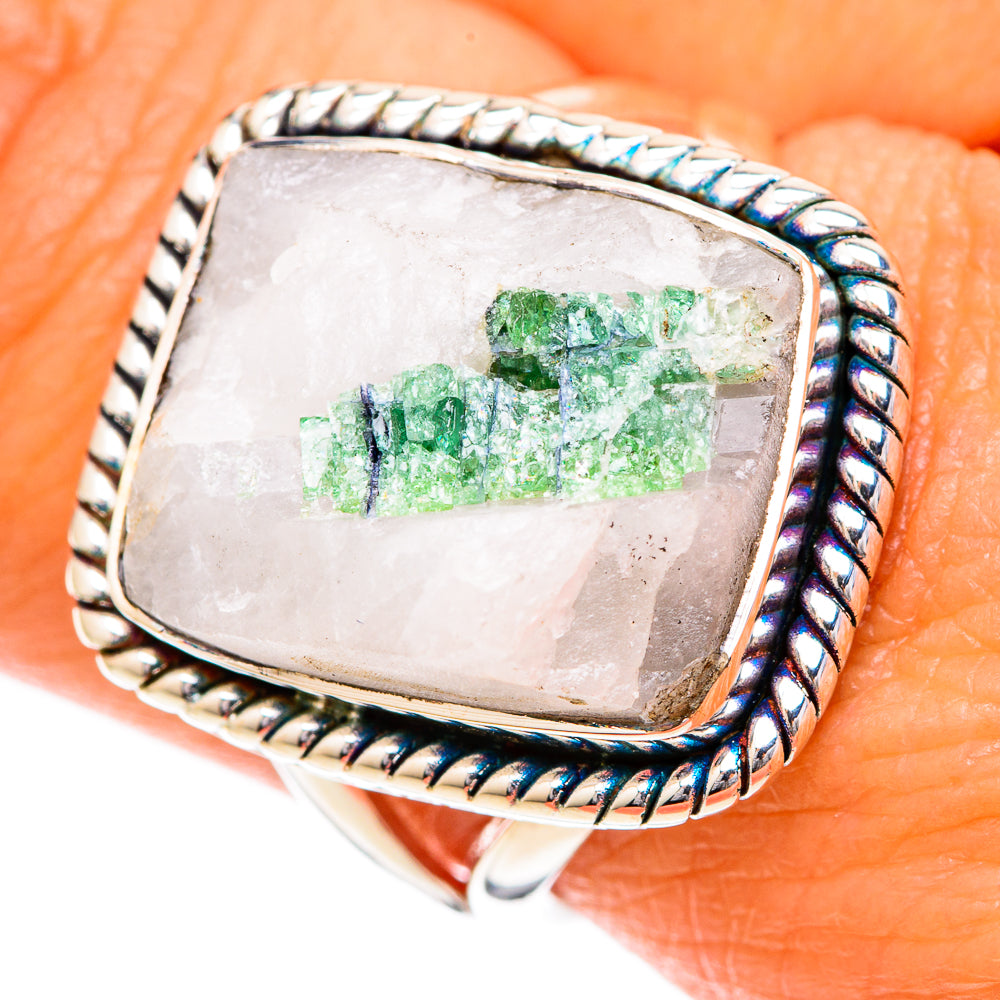 Green Tourmaline In Quartz Rings handcrafted by Anasilvercos - RING104336