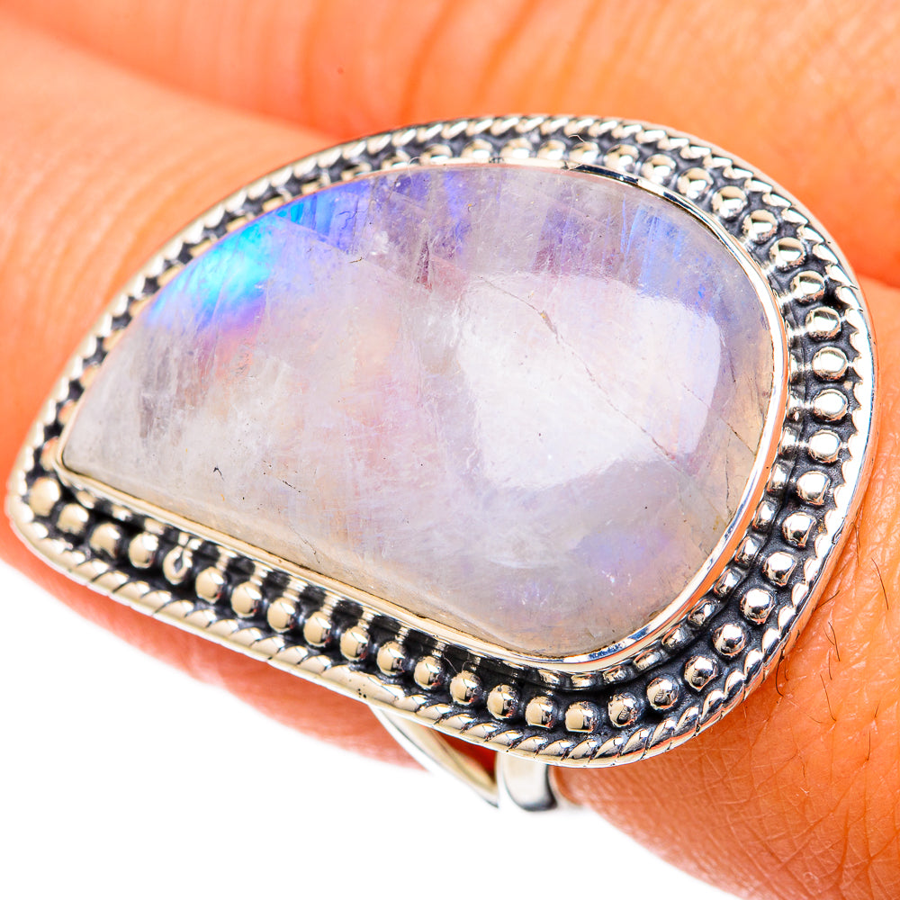 Rainbow Moonstone Rings handcrafted by Anasilvercos - RING104370